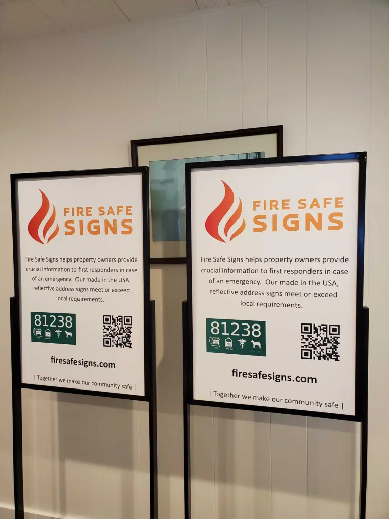 Fire Safe Signs display stands with sample signs