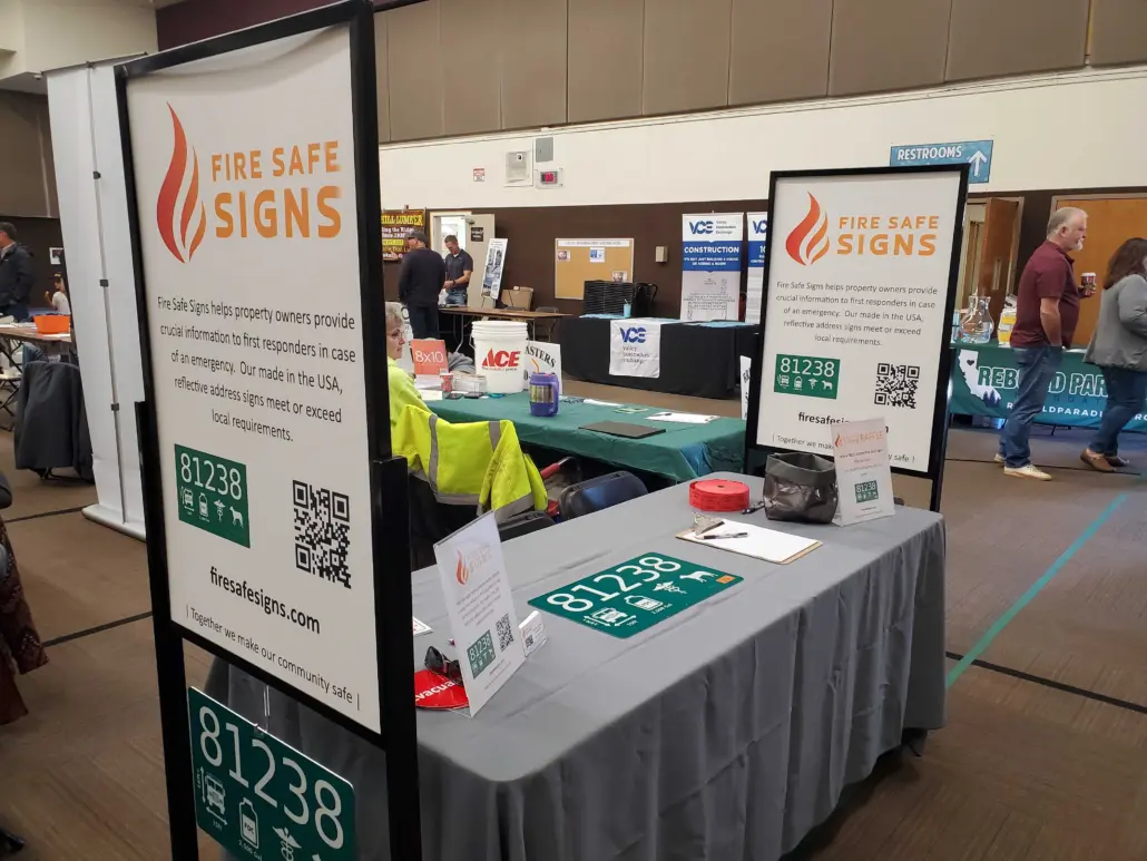 Fire Safe Signs booth at a community safety event